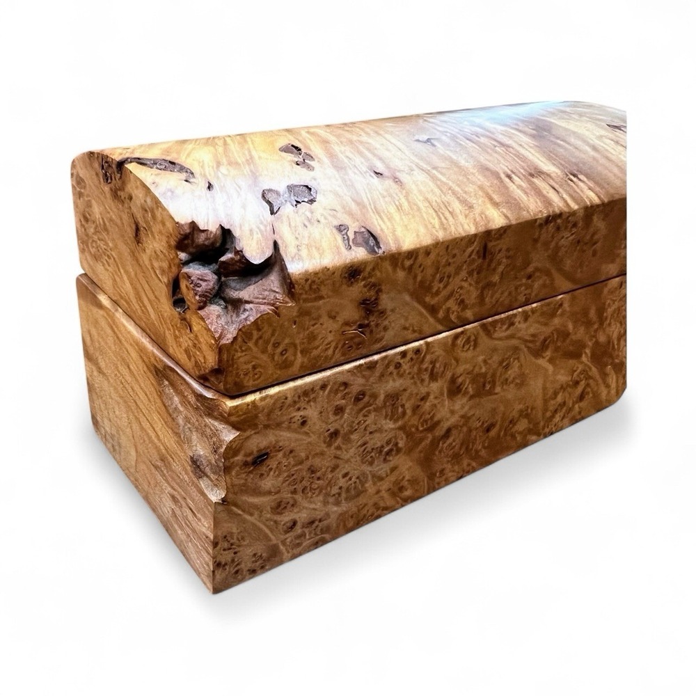 Vintage Michael Elkan Studio Crafted Burl Wood Lidded 5.75"‎ Trinket Jewelry Box - Picture 2 of 16